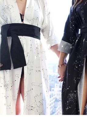 Sunday Forever White Constellation Stars Kimono Robe